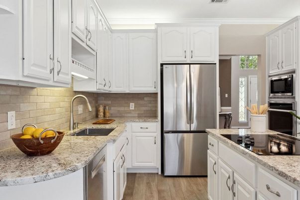 Interior, Kitchen, Stainless Steel Appliances, Wood Texture Flooring