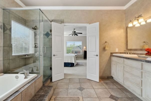 Bathroom, Bedroom, Dual Sink Vanities, Glass Shower, Interior
