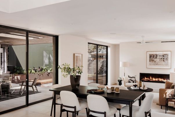 Dining room, Fireplace, Interior, Living room