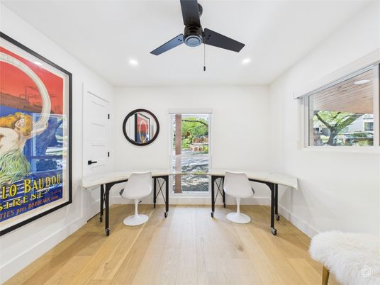 Home Office, Interior, Recessed Lighting, Wood Texture Flooring