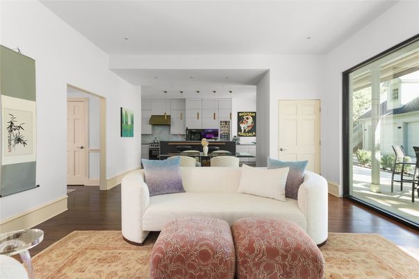 Interior, Kitchen, Living room, Pendant Lights, Recessed Lighting, Wood Texture Flooring