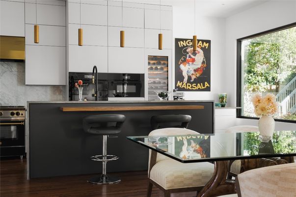 Dining room, Interior, Kitchen, Pendant Lights, Wood Texture Flooring