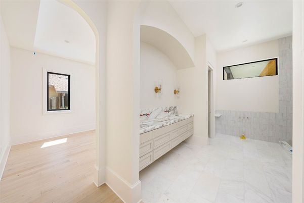 Interior, Marble, Recessed Lighting, Wood Texture Flooring