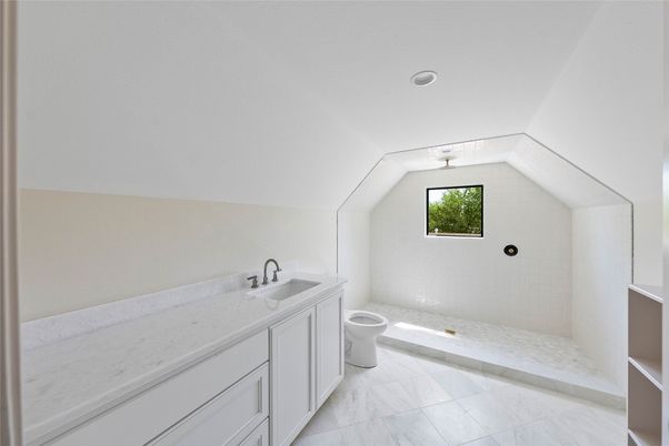 Bathroom, Dual Sink Vanities, Interior, Marble, Recessed Lighting