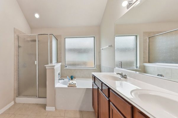 Bathroom, Dual Sink Vanities, Glass Shower, Interior, Recessed Lighting