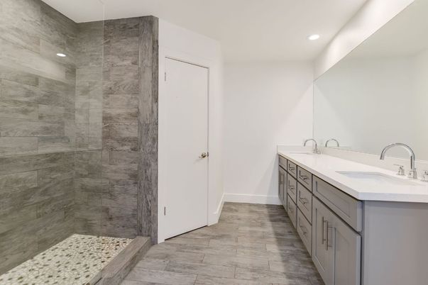 Bathroom, Dual Sink Vanities, Glass Shower, Interior, Recessed Lighting