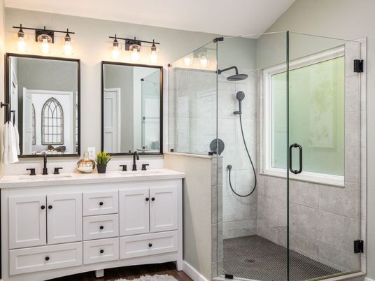 Bathroom, Dual Sink Vanities, Glass Shower, Interior