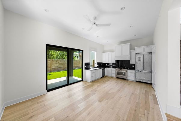 Interior, Kitchen, Recessed Lighting, Wood Texture Flooring