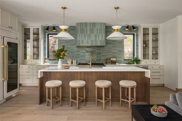 Interior, Kitchen, Pendant Lights, Wood Texture Flooring