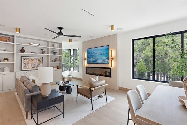 Fireplace, Interior, Living room, Wood Texture Flooring