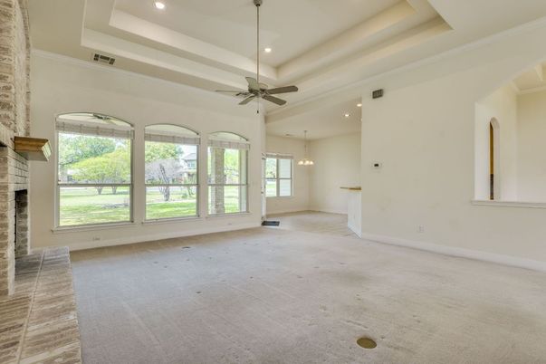 Empty room, Fireplace, Interior, Pendant Lights, Recessed Lighting