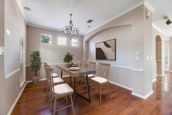 Chandelier, Dining room, Interior, Wood Texture Flooring