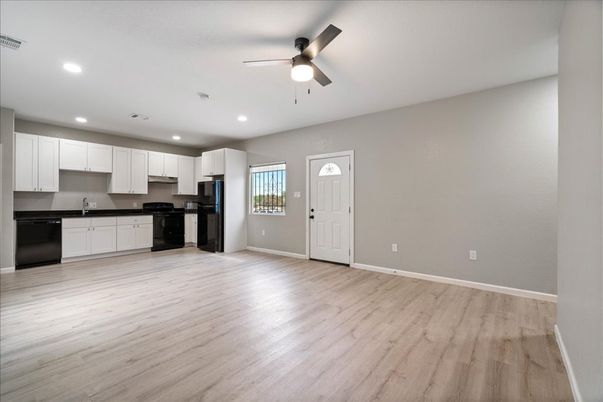 Interior, Kitchen, Recessed Lighting, Wood Texture Flooring