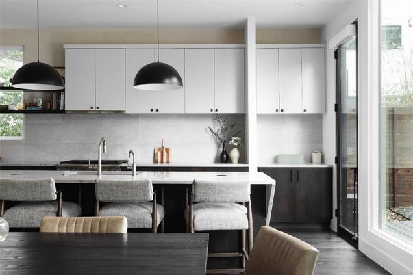 Interior, Kitchen, Pendant Lights, Recessed Lighting, Wood Texture Flooring