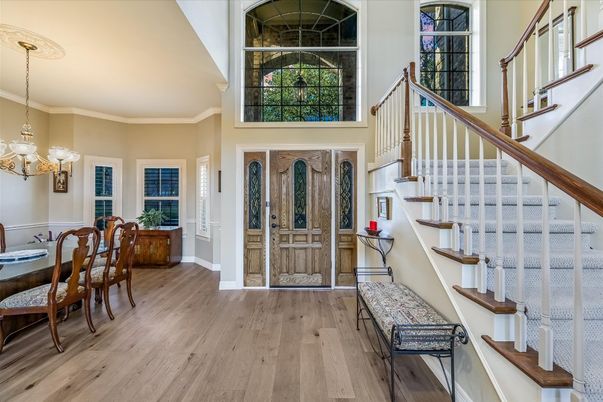 Chandelier, Dining room, Interior, Wood Texture Flooring