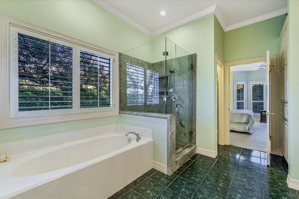 Bathroom, Glass Shower, Interior, Recessed Lighting