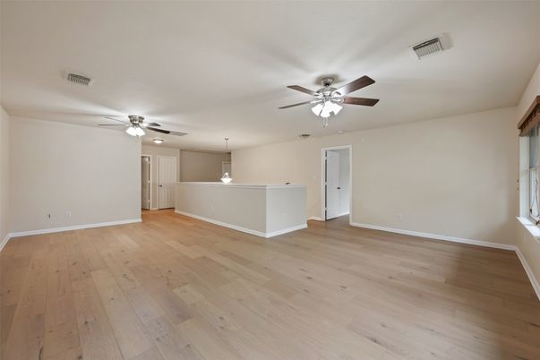 Empty room, Interior, Pendant Lights, Wood Texture Flooring