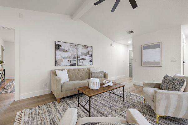 Interior, Living room, Recessed Lighting, Wood Texture Flooring