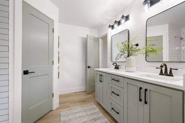 Bathroom, Dual Sink Vanities, Interior, Wood Texture Flooring