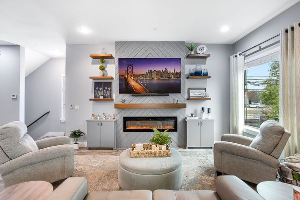 Fireplace, Interior, Living room, Recessed Lighting