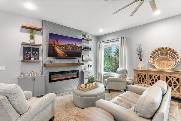 Fireplace, Interior, Living room, Recessed Lighting