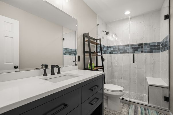 Bathroom, Glass Shower, Interior, Recessed Lighting