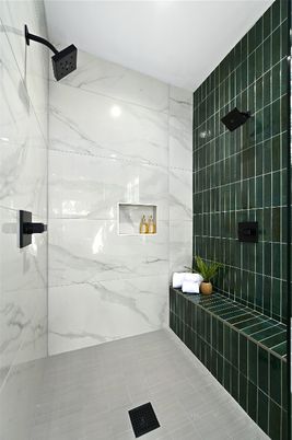 Bathroom, Interior, Marble Walls, Recessed Lighting