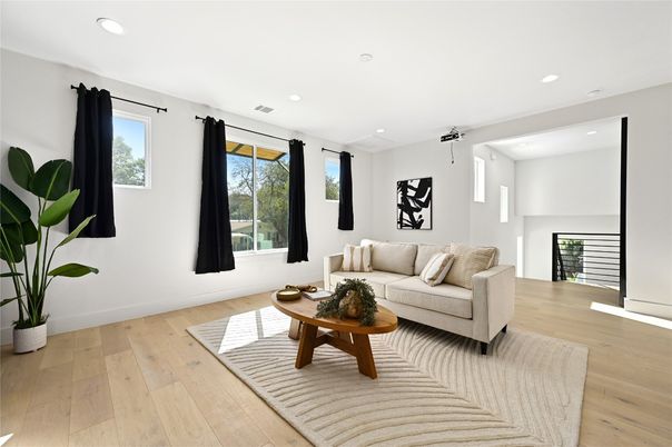 Interior, Living room, Recessed Lighting, Wood Texture Flooring