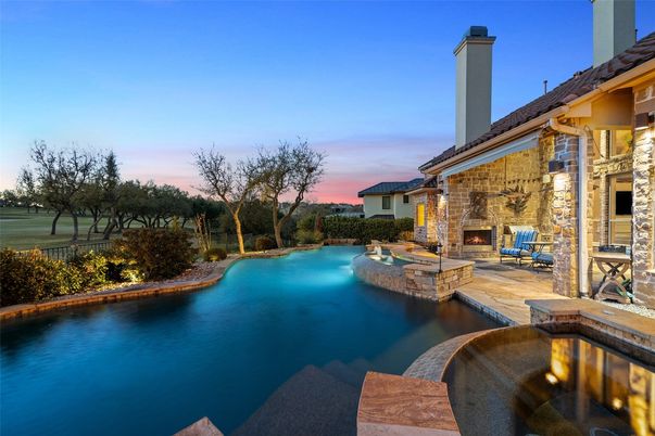 Exterior, Fireplace, Pool