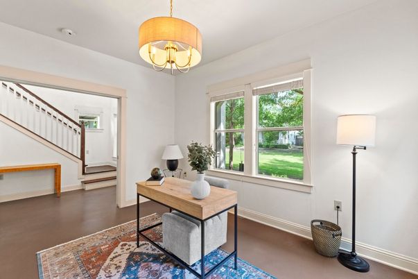 Chandelier, Home Office, Interior, Wood Texture Flooring