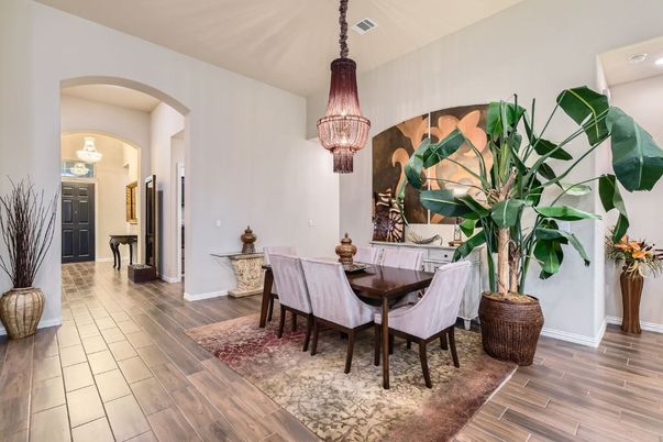 Chandelier, Dining room, Interior, Wood Texture Flooring