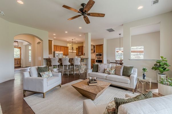 Dining room, Interior, Kitchen, Living room, Pendant Lights, Recessed Lighting, Stainless Steel Appliances, Wood Texture Flooring