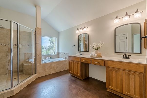 Bathroom, Dual Sink Vanities, Glass Shower, Interior