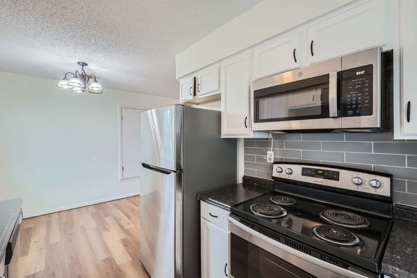 Interior, Kitchen, Stainless Steel Appliances, Wood Texture Flooring