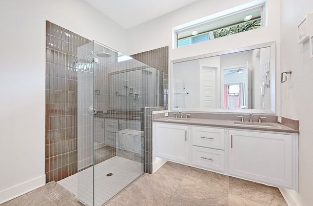 Bathroom, Dual Sink Vanities, Glass Shower, Interior