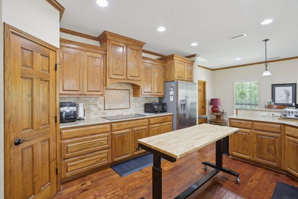 Interior, Kitchen, Pendant Lights, Recessed Lighting, Wood Texture Flooring
