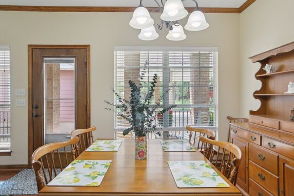 Chandelier, Dining room, Interior, Wood Texture Flooring