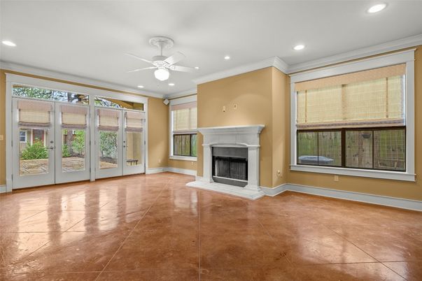 Empty room, Fireplace, Interior, Recessed Lighting