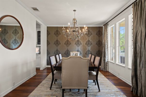 Chandelier, Dining room, Interior, Wood Texture Flooring