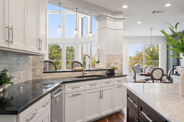 Interior, Kitchen, Pendant Lights, Recessed Lighting, Wood Texture Flooring