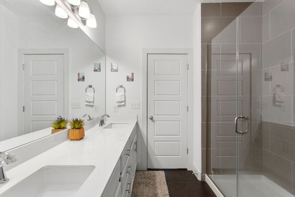 Bathroom, Dual Sink Vanities, Glass Shower, Interior