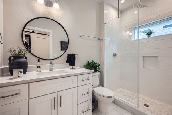 Bathroom, Glass Shower, Interior, Recessed Lighting
