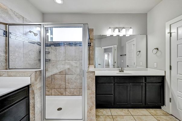 Bathroom, Glass Shower, Interior, Recessed Lighting