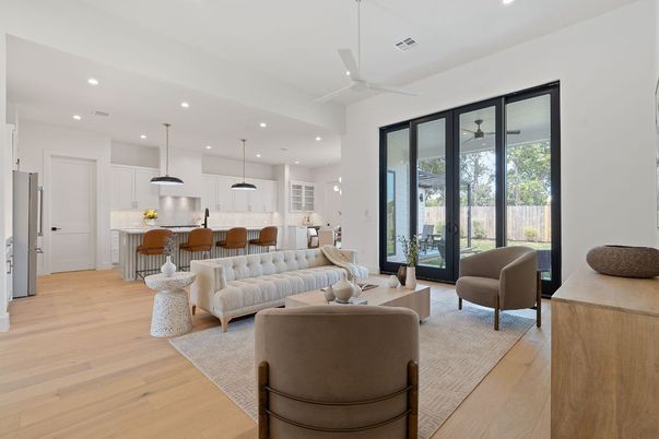 Interior, Kitchen, Living room, Pendant Lights, Recessed Lighting, Stainless Steel Appliances, Wood Texture Flooring