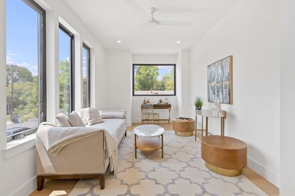 Interior, Living room, Recessed Lighting, Wood Texture Flooring