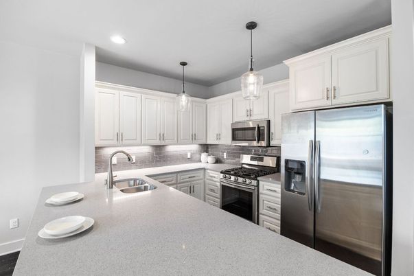 Interior, Kitchen, Pendant Lights, Recessed Lighting, Stainless Steel Appliances