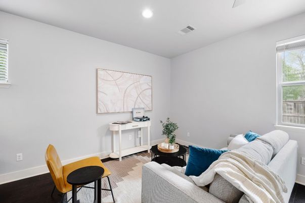 Interior, Living room, Recessed Lighting, Wood Texture Flooring