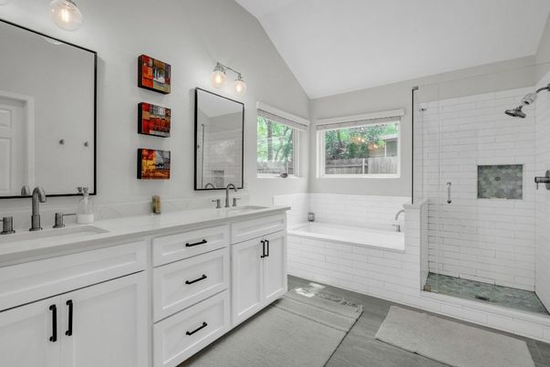 Bathroom, Dual Sink Vanities, Glass Shower, Interior
