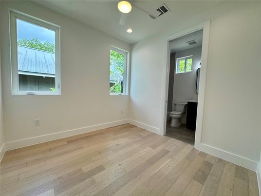 Bathroom, Empty room, Interior, Recessed Lighting, Wood Texture Flooring