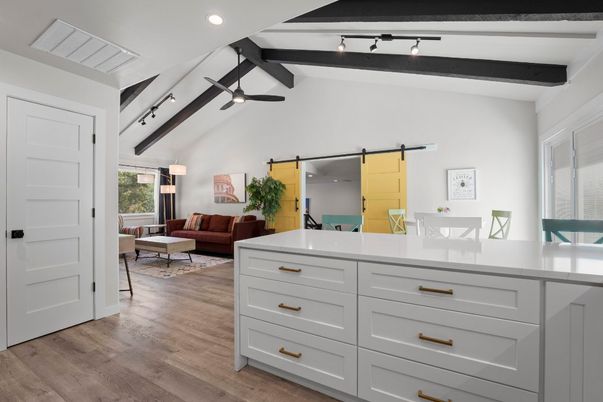 Interior, Living room, Recessed Lighting, Wooden Beams, Wood Texture Flooring